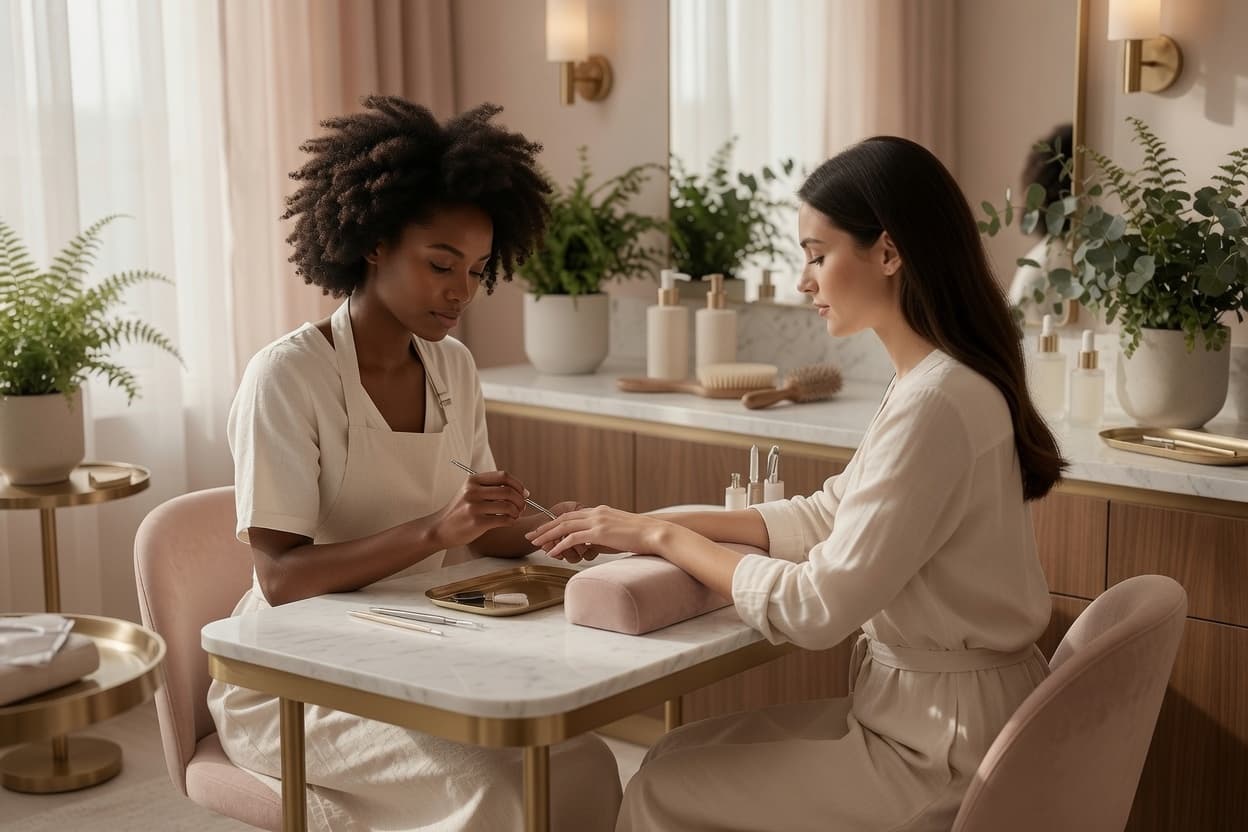 Manicures and a flawless gel finish at our dedicated nail station.