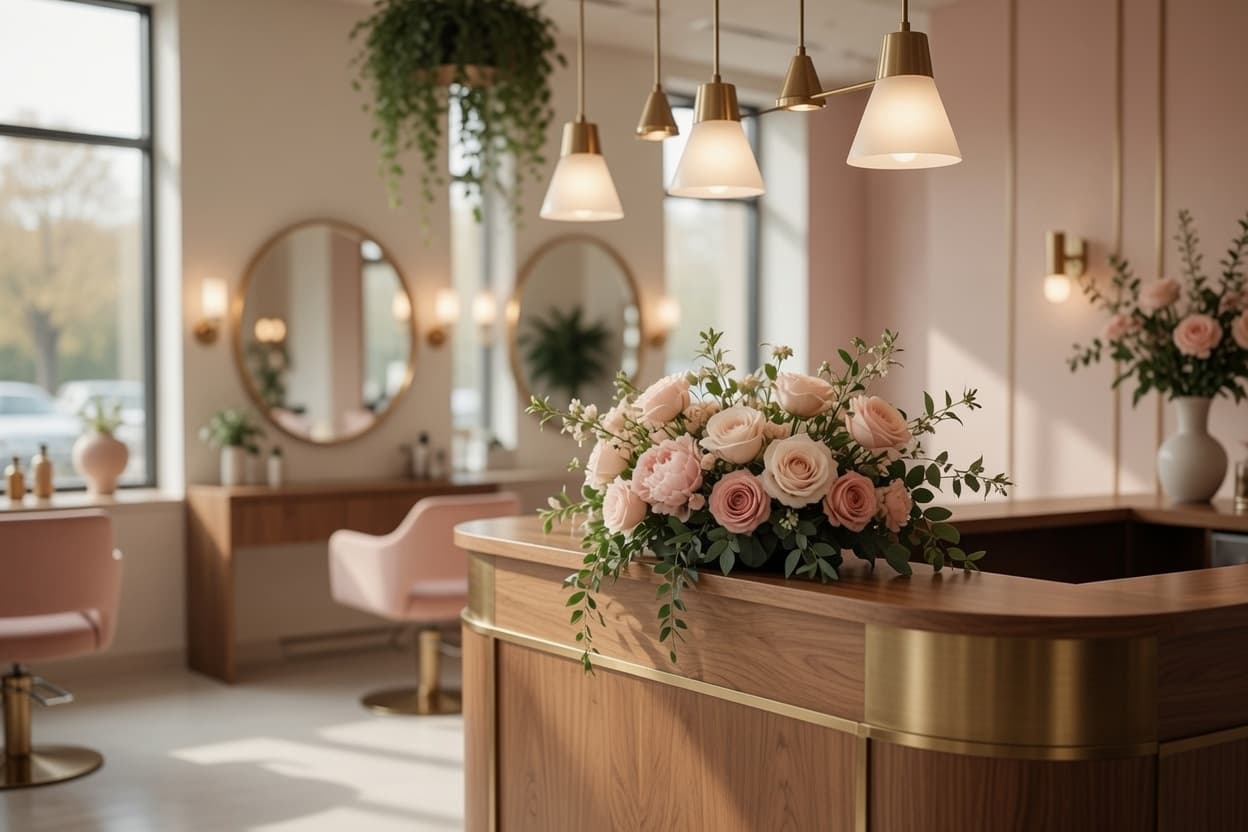 A warm welcome at the front desk, fresh flowers and all — the start of every visit to Maison Lumière.