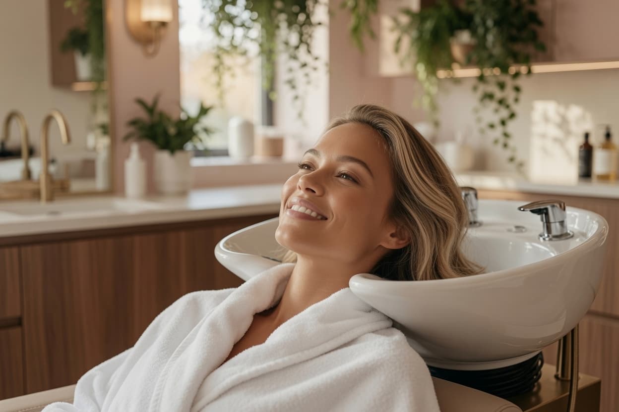 Sink back and relax at the basin — the most restful few minutes of your week.